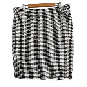 Kasper Womens Houndstooth Pencil Skirt Size 16 100% Polyester Black & White